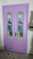 Portes intérieures modernes à double battant en verre et bois, isolation acoustique, taille personnalisée, look élégant pour chambre à coucher, appartement résidentiel