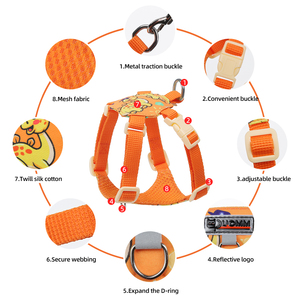 Harnais pour chien en polyester respirant et réfléchissant, style gilet en maille aérée, personnalisable avec boutons, collier et laisse inclus – Grande Vente - Product Image 1