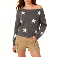 Pull-over à épaules dénudées pour femme en polyester/nylon/acrylique avec impression intégrale