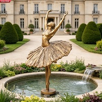 Sculpture de ballerine en bronze grandeur nature YOUFINE, statue élégante de danseuse de ballet pour jardin et parc