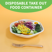 Bol à salade hexagonal personnalisable en pulpe de bagasse de canne à sucre biodégradable avec couvercle, accessoire pour l'emballage alimentaire et le camping 750