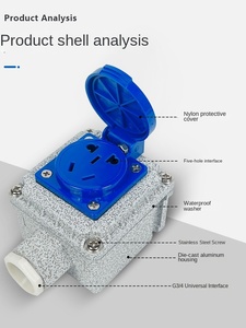 Prise antidéflagrante installation ouverte à cinq trous 10A/16A dissimulée 86 broche de carte de câblage à trois trous étanche industrielle - Product Image 5