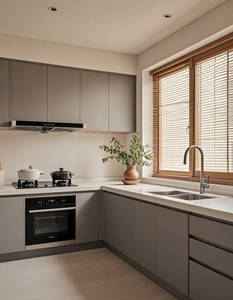 Кухонная мебель Doria 3D: модульные, экологичные, современные шкафы <span class=keywords><strong>L</strong></span>-образной формы с отделкой из шпона, минималистичный дизайн. - Product Image 3