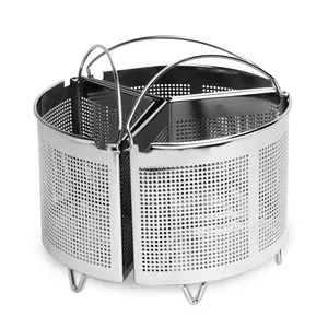 Low MOQ 2022 Kitchen Tools Round Stainless Steel Steamer Basket 20cm Saucepan Triple Divider Basket