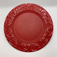 Assiettes de charge réutilisables baroques rondes en plastique or argent rose or de 13 pouces élégantes pour la décoration d'événement, de fête et de mariage