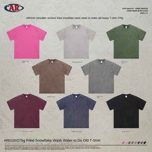 Bán Buôn Mùa Hè Người Đàn Ông Của Thời Trang Giản Dị T-Shirt Rắn Dệt Kim Rửa Nước Với Tuổi Nặng Bông Tuyết Mô Hình Đường Phố Phong Cách T-Shirt - Product Image 4