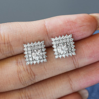 Boucles d'oreilles clous carrées en argent pur S925 avec moissanite VVS 0,5 ct, best-seller, pour hommes et femmes unisexes