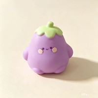 Hot verkopende grappige squishy aubergine knijp speelgoed schattige fruit groente dieren knijp fidget sensorische stress verlichtende speelgoed
