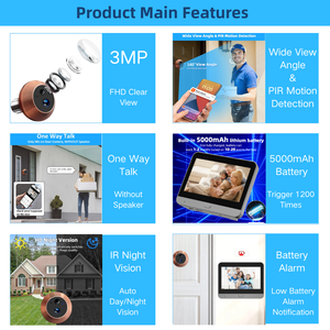 3MP Mini spy Door chuông Alexa Google giọng nói IR tầm nhìn ban đêm 140 ° phát hiện chuyển động một cách liên lạc cửa kỹ thuật số máy ảnh Đối với trang chủ - Product Image 2