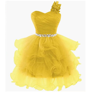 One Shoulder Sweetheart Bridesmaid Dress Pink Tulle A Line Short Puffy Skirt Adult Party Dress - Product Image 2