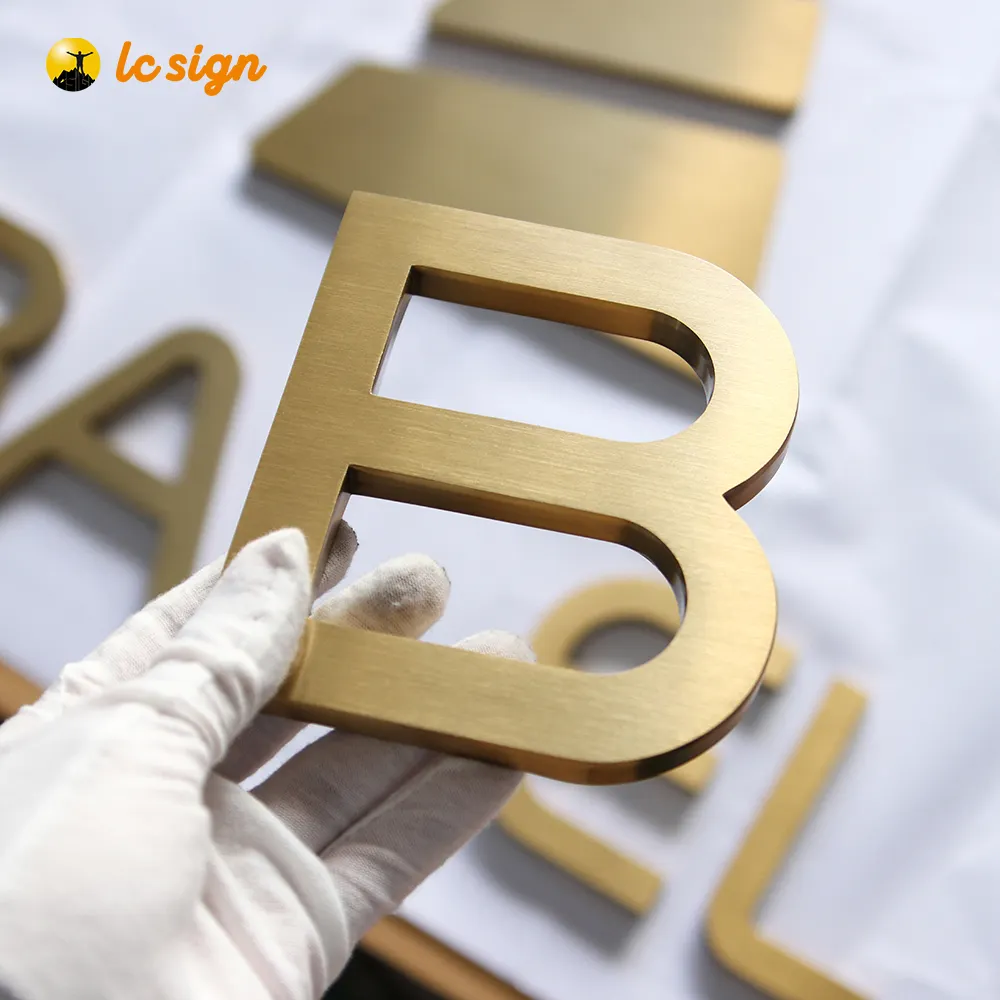 Metal Wall Sign Metal 3D Wall Golden Letter Signs For Decoration