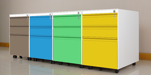 Meuble de rangement mobile moderne à 3 tiroirs pour bureau, armoire à roulettes A4/FC pour école, supermarché, vente en gros en métal - Product Image 4