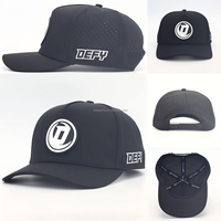 Casquette de sport unisexe 5 panneaux à visière incurvée, perforations découpées au laser, 100 % polyester respirant et séchage rapide, idéale pour le golf et les activités de plein air – Grande Vente