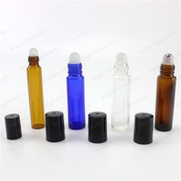 Bouteille de parfum en verre 5ml 8ml 10ml Huile essentielle rechargeable Roll on Bottle avec boule en plastique en verre d'acier inoxydable