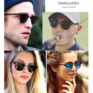 Gafas de sol cuadradas de color negro para hombre y mujer, lentes de sol con logotipo personalizado retro vintage, venta al por mayor, UV400