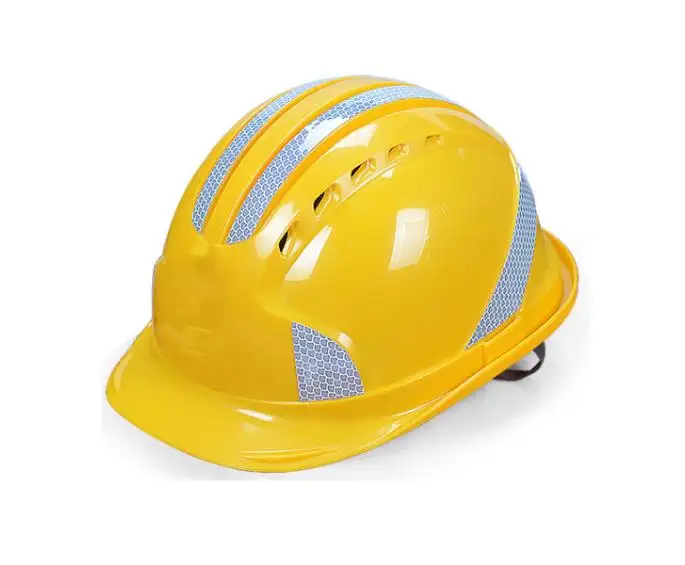 ABS Yellow Red Orange Blue ANSI Construction Shock-absorbing Suspension Safety Helmets Hard Hat With Reflective Strap Strips