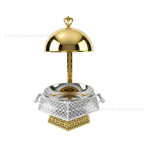 Stainless Steel Chafing Dish 8L Round Buffet <b>Stove</b> With Hanging Lid European Style Hotel Use - Product Image 1