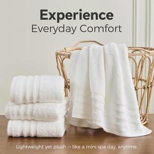 Bath <b>Towels</b> 4 Pack Extra Large 100% Cotton Lightweight Highly Absorbent Quick Dry Solid Color Bathroom <b>Guest</b> Spa White - Product Image 4