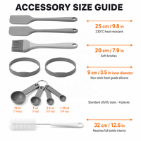 Kit de distribution de pâte à crêpes de luxe 11 pièces, ensemble de bouteilles de 900 ml sans BPA avec spatule en silicone, anneau, cuillère doseuse, outil de pâtisserie