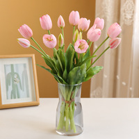 Lot de Tulipes Artificielles en Latex Effet Naturel, 5 Têtes, Blanc Rose, pour Mariage et Décoration d'Intérieur, Vase, Ornement