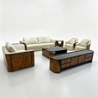 Ensemble de canapés en cuir véritable avec cadre en bois massif, style italien moderne, luxe léger, personnalisable pour salon