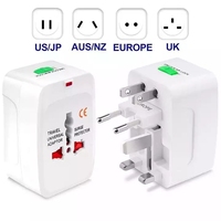 Adaptor Perjalanan Universal Internasional Serbaguna untuk Colokan Listrik AC di AS, EU, UK, AUS, Ponsel, dan Laptop