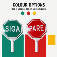 Bâton de signalisation routière réfléchissant 21cm / 31cm / 46cm Vert SIGA Rouge PARE – Panneau de signalisation manuel pour avertissement routier