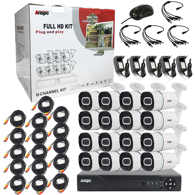 Hot Sale Waterproof Outdoor Bullet Cctv Camera Kit AHD 16ch Camera Kit CCTV Security System