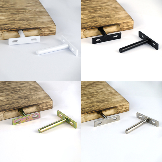 Custom Metal Furniture Hidden Shelves Hardware T Shaped Slatwall Floating Mounting Shelf Brackets for Wall Wood Board