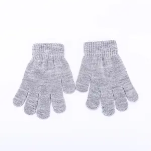 Wholesales Thicken Plush Lining Mittens Magic Thermal Wrist Baby Toddler Winter Knitted Acrylic Gloves