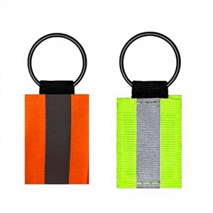 Reflective Key Chain Double Sided Reflective Tag Nylon Keychain Label Safety Backpack Fluorescent Lanyard Kids Adults Dog Collar