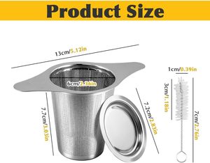 Customized Logo Eco-Friendly Double Handle Fine Mesh Loose Leaf <b>Tea</b> Strainer/Filter/<b>Tea</b> <b>Infuser</b> with Lid Stainless Steel - Product Image 2