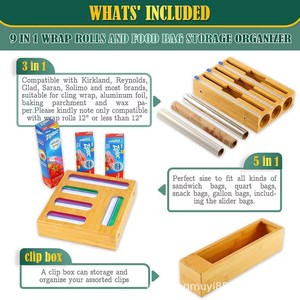 Wooden Cling Film <b>Storage</b> <b>Box</b> Wall Mounted Detachable Organizer For <b>Kitchen</b> Cabinet - Product Image 5