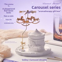 Coffret Cadeau Bougie Parfumée Aromathérapie Carrousel – Diffuseur d'Huiles Essentielles en Pierre Semi-Fait Main Haut de Gamme – Cadeau d'Anniversaire Pratique