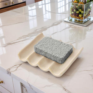 Jabonera de cerámica nórdica curvada de color blanco roto, 12,2 cm, soporte de almacenamiento para montaje en pared, para uso doméstico en el baño - Product Image 3