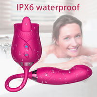 Chargeur USB 2 en 1, vibromasseur en silicone en forme de rose rouge, vibromasseur qui se déplace de haut en bas, vibromasseur en forme de rose