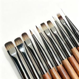 Ensemble de pinceaux pour nail art KOUYA BEAUTY, manche en bois, pinceau liner, pinceaux pour gel manucure, pour salon de manucure professionnel, vente en gros, gel UV. - Product Image 1