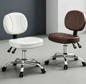 Taburete Giratorio de Salón con Respaldo y Ruedas, Altura Ajustable, para Uso en Belleza, Odontología, Manicura y Peluquería - Product Image 1