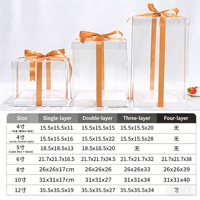 Boîte en plastique PET transparente recyclable avec logo personnalisé, boîte à gâteau transparente, boîte à gâteau d'anniversaire à double couche, boîte d'emballage