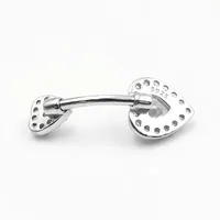 Piercing de nombril CZ Cœur 14G en argent sterling 925, bijou de corps très populaire
