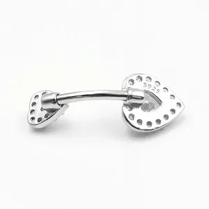 CZ Heart <strong>Belly</strong> Button Ring 14G Navel Piercing <strong>Bar</strong> 925 <strong>Sterling</strong> <strong>Silver</strong> Piercing <strong>Belly</strong> Piercing Jewelry Hot Selling Body Jewelry - Product Image 4