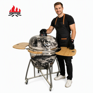 Barbecue fumoir en céramique au charbon de bois Kimstone 26 pouces <span class=keywords><strong>Kamado</strong></span> <span class=keywords><strong>Joe</strong></span>, peint à la main, pour l'extérieur, idéal pour les barbecues familiaux - Product Image 4