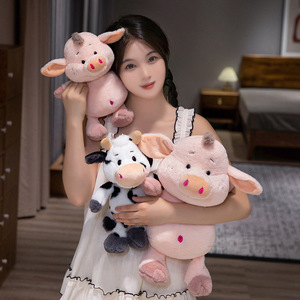 Peluche di Animali della Fattoria Super Morbidi e Kawaii, Certificati CE CPC, Ecologici, Maiale e Mucca 25-45cm, Ricamati, Antistress, per Pasqua - Product Image 4