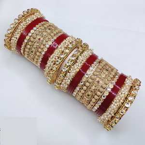 Handcrafted Kundan Stone & Pearl Acrylic Bangles Premium Fine Bridal Jewelry Traditional Elegant Bangle Set - Product Image 2