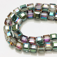 Perles carrées à gros trous de 8mm, cube en verre à facettes, perles de cristal pour collier, pendentif, fournitures de fabrication de bijoux pour femmes, 98 pièces