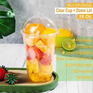 Vasos de Plástico PET Transparente de Pared Simple de 8/12/16/24 oz con Logotipo Personalizado Inthetrend, Vasos para Frutas, Postres, Yogur, Ensaladas, Acai Bowl, con Tapas, de 117 mm, Resistentes a Temperaturas de -10 °C a 60 °C - Product Image 2