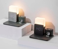 3-In-1 Draadloze Oplader Standaard Magnetische 15W Snel Opladen Wekker Telefoonhouder Smart Home Light