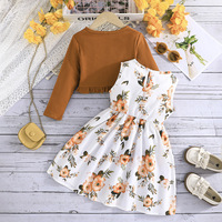 Ensemble Robe Fleurie et Manteau à Manches Longues pour Filles, Style Européen, Vêtements pour Enfants, Robe d'Anniversaire pour Bébé Fille 3 Ans
