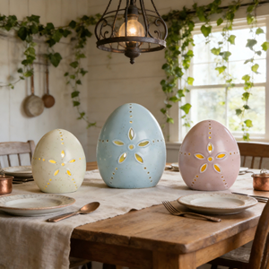 Ensemble de <span class=keywords><strong>d</strong></span>écoration en céramique pour Pâques - Œufs et lapins - <span class=keywords><strong>D</strong></span>écoration de table en <span class=keywords><strong>d</strong></span>écoupes pastel - Product Image 3