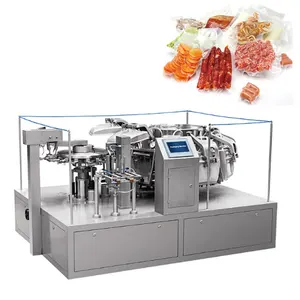 Máquina de embalagem automática de peso de macarrão com zíper M saco pré-fabricado, frutas secas/nozes, máquina giratória de embalagem automática